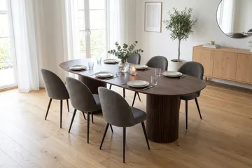 Kopparbo Spisebordssæt 220 cm ovalt med 6 Nibe Plus Spisestole - Valnød - Møbler - Borde - Spisebordssæt