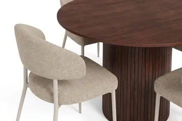 Kopparbo Spisebordssæt rundt 110 cm med 4 Sawako Spisebordsstole - Valnød - Møbler - Borde - Spisebordssæt