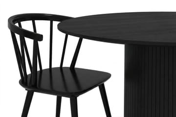 Kopparbo Spisebordssæt rundt 110 cm Sort med 4 Tyrö Spisebordsstole - Sortlaseret eg - Møbler - Borde - Spisebordssæt