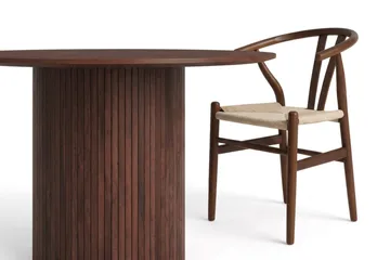 Kopparbo spisebordssæt rundt 110 cm valnød med 4 Dastoori spisestole - Valnød - Møbler - Borde - Spisebordssæt