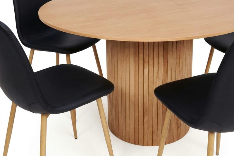 Kopparbo spisebordssæt rundt 130 cm eg med 6 Nibe spisebordsstole - Eg - Møbler - Borde - Spisebordssæt
