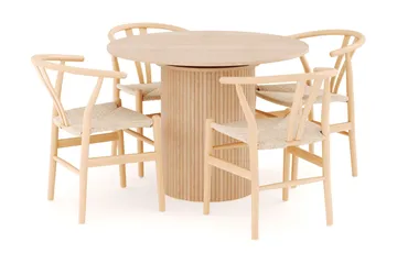 Kopparbo Spisegruppe 106 cm Forlængbar med 4 Dastoori Spisestole