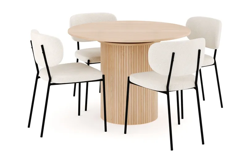 Kopparbo Spisegruppe 106 cm Forlængbar med 4 Gemmiano Spisestole, Whitewash