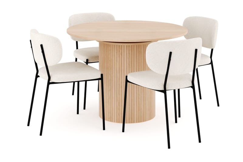 Kopparbo Spisegruppe 106 cm Forlængbar med 4 Gemmiano Spisestole, Whitewash