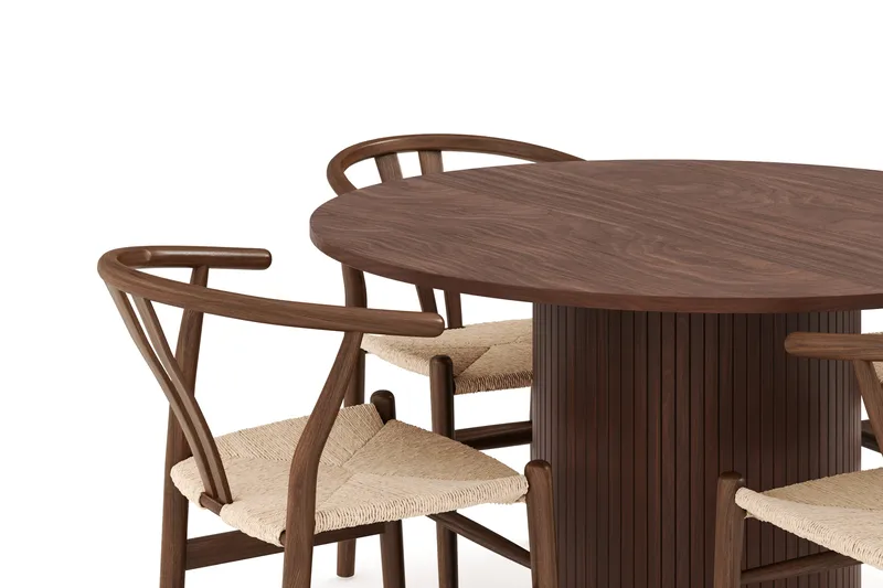 Kopparbo Spisegruppe 120 cm Rund med 4 Dastoori Spisestol - Mørkebrun - Møbler - Borde - Spisebordssæt