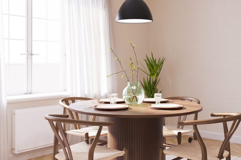 Kopparbo Spisegruppe 120 cm Rund med 4 Dastoori Spisestol - Mørkebrun - Møbler - Borde - Spisebordssæt