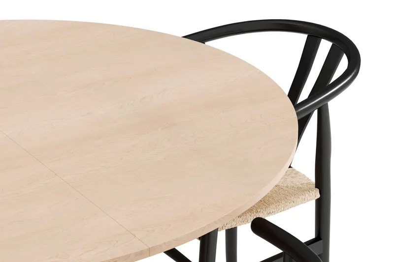 Kopparbo Spisegruppe 130 cm Rund Forlængbar med 4 Dastoori Spisestole - Whitewash - Møbler - Borde - Spisebordssæt