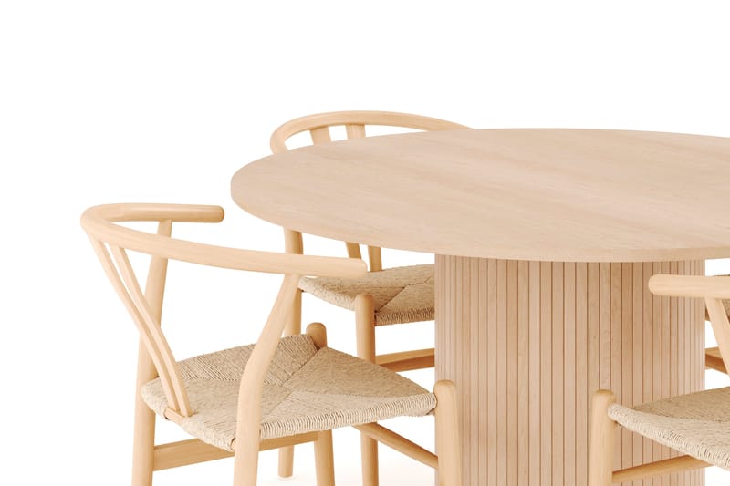 Kopparbo Spisegruppe 130 cm Rund med 4 Dastoori Spisestol - Beige - Møbler - Borde - Spisebordssæt