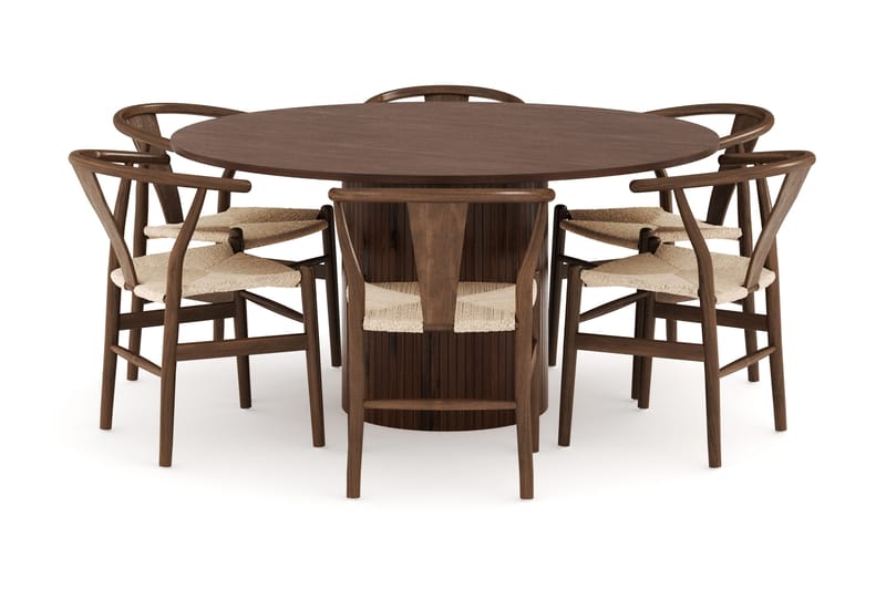Kopparbo Spisegruppe 150 cm med 6 Dastoori Spisestole, Valnød