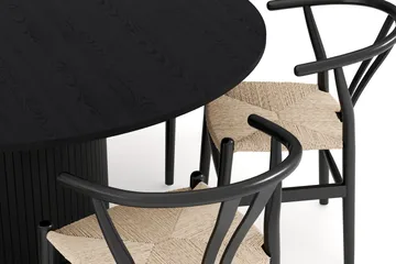 Kopparbo Spisegruppe 150 cm Rund med 6 Dastoori Spisestol - Sortbejdset eg - Møbler - Borde - Spisebordssæt