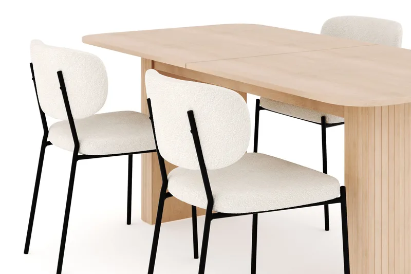 Kopparbo Spisegruppe 180-240 cm Forlængbar med 4 Gemmiano Spisestole - Whitewash - Møbler - Borde - Spisebordssæt