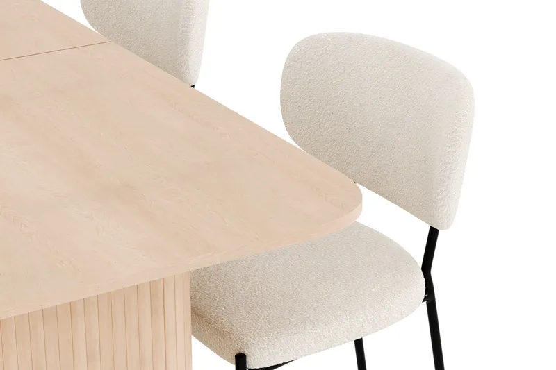 Kopparbo Spisegruppe 180-240 cm Forlængbar med 4 Gemmiano Spisestole - Whitewash - Møbler - Borde - Spisebordssæt