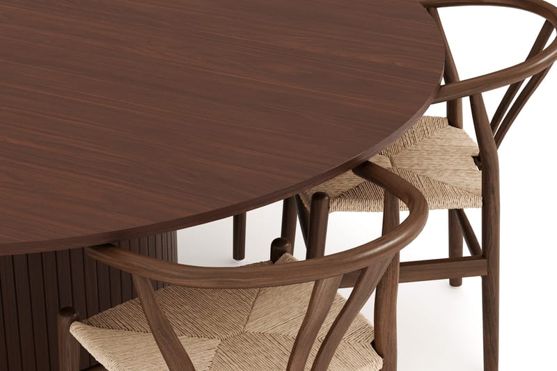 Kopparbo Spisegruppe 180 cm rundt spisebord med 6 Dastoori Spisestole - Valnød - Møbler - Borde - Spisebordssæt