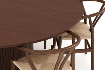 Kopparbo Spisegruppe 180 cm rundt spisebord med 6 Dastoori Spisestole - Valnød - Møbler - Borde - Spisebordssæt