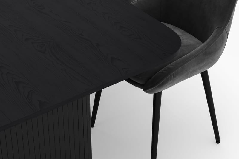 Kopparbo Spisegruppe 200-206cm med 6 Alsarp Spisestole - Sort - Møbler - Borde - Spisebordssæt