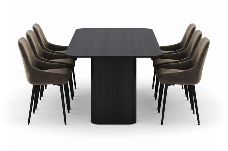 Kopparbo Spisegruppe 200-206cm med 6 Alsarp Spisestole - Sort - Møbler - Borde - Spisebordssæt