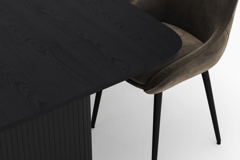 Kopparbo Spisegruppe 200-206cm med 6 Alsarp Spisestole - Sort - Møbler - Borde - Spisebordssæt