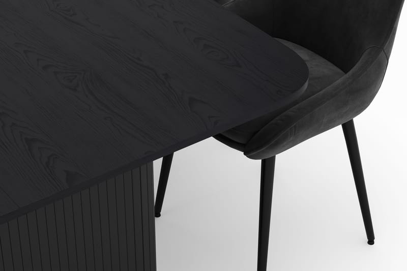 Kopparbo Spisegruppe 200-206cm med 6 Alsarp Spisestole - Sort - Møbler - Borde - Spisebordssæt