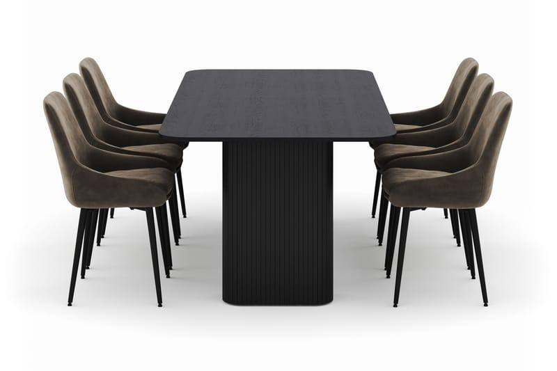 Kopparbo Spisegruppe 200-206cm med 6 Alsarp Spisestole - Sort - Møbler - Borde - Spisebordssæt