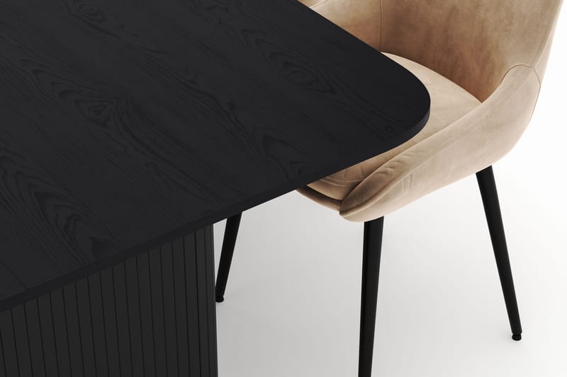 Kopparbo Spisegruppe 200-206cm med 6 Alsarp Spisestole - Sort - Møbler - Borde - Spisebordssæt