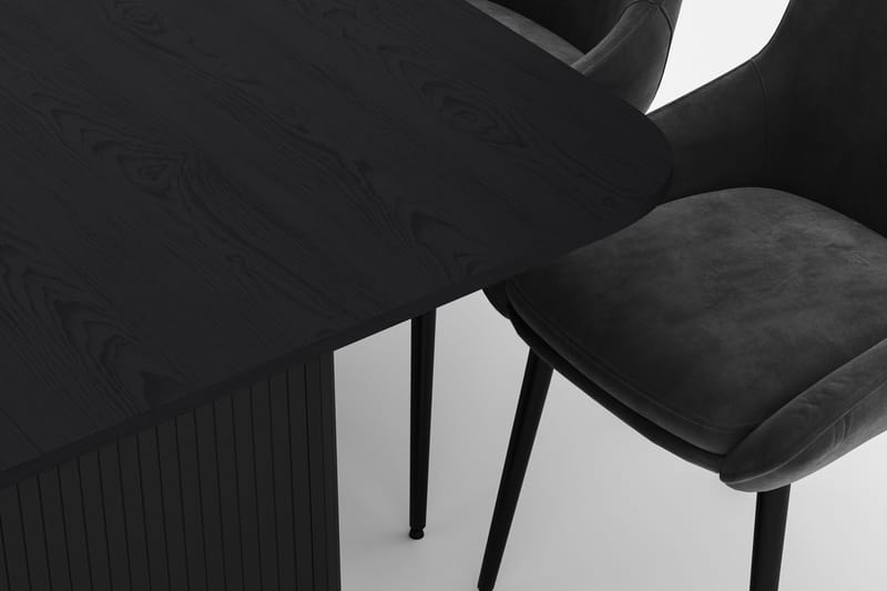 Kopparbo Spisegruppe 200-206cm med 8 Alsarp Spisestole - Sort - Møbler - Borde - Spisebordssæt