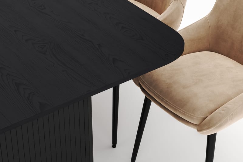 Kopparbo Spisegruppe 200-206cm med 8 Alsarp Spisestole - Sort - Møbler - Borde - Spisebordssæt