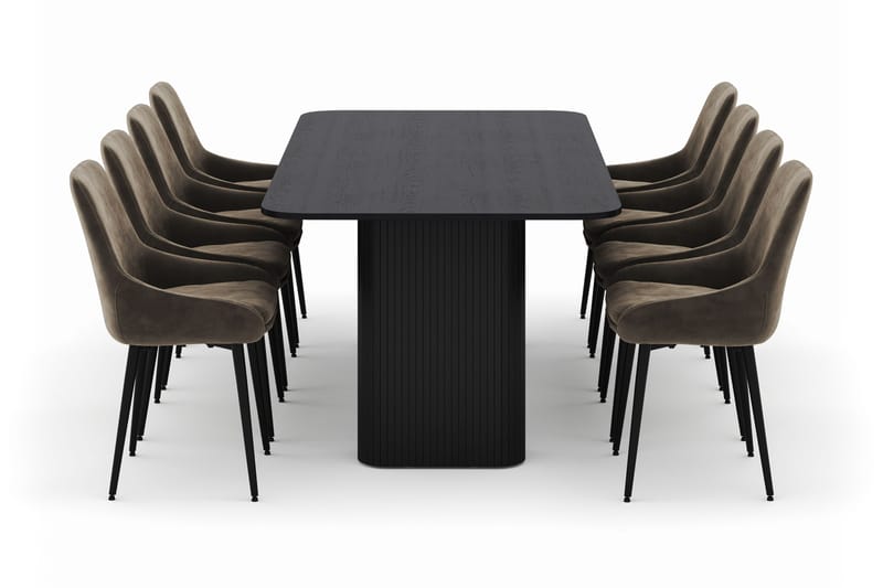 Kopparbo Spisegruppe 200-206cm med 8 Alsarp Spisestole - Sort - Møbler - Borde - Spisebordssæt