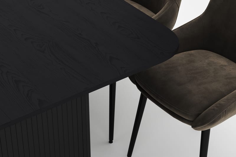 Kopparbo Spisegruppe 200-206cm med 8 Alsarp Spisestole - Sort - Møbler - Borde - Spisebordssæt