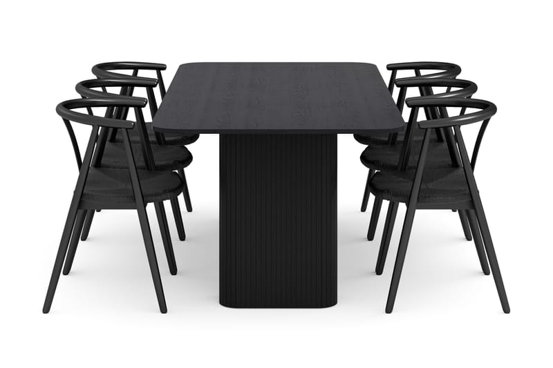 Kopparbo Spisegruppe 200-260 cm Udtrækkeligt med 6 Cytie Spisestole med armlæn - Sort - Møbler - Borde - Spisebordssæt