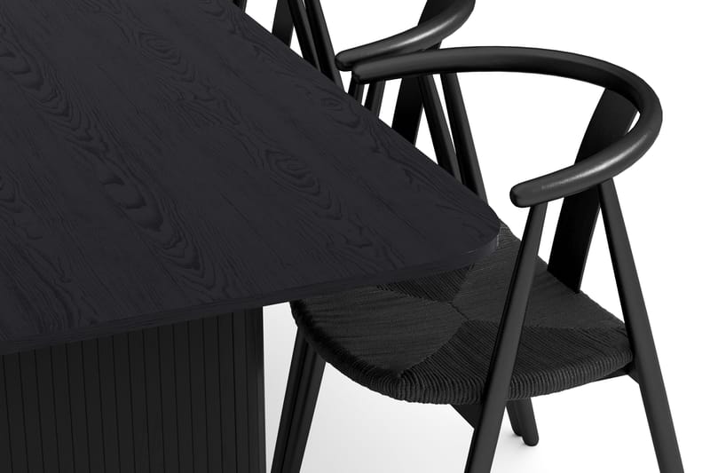 Kopparbo Spisegruppe 200-260 cm Udtrækkeligt med 6 Cytie Spisestole med armlæn - Sort - Møbler - Borde - Spisebordssæt