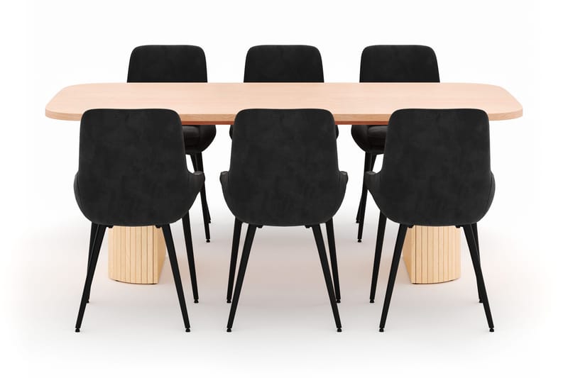 Kopparbo Spisegruppe 200x90cm med 6 Alsarp Spisestole - Nature - Møbler - Borde - Spisebordssæt