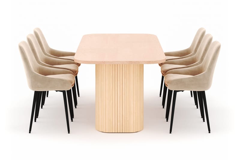 Kopparbo Spisegruppe 200x90cm med 6 Alsarp Spisestole - Nature - Møbler - Borde - Spisebordssæt