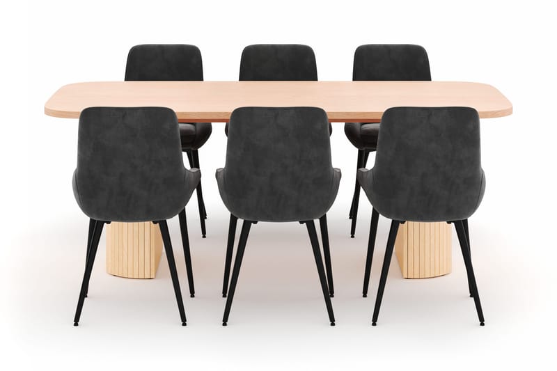 Kopparbo Spisegruppe 200x90cm med 6 Alsarp Spisestole - Nature - Møbler - Borde - Spisebordssæt