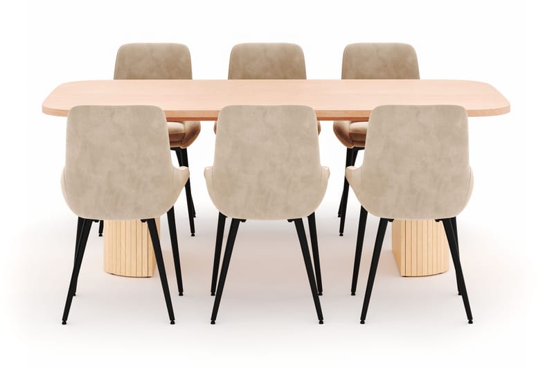 Kopparbo Spisegruppe 200x90cm med 6 Alsarp Spisestole - Nature - Møbler - Borde - Spisebordssæt
