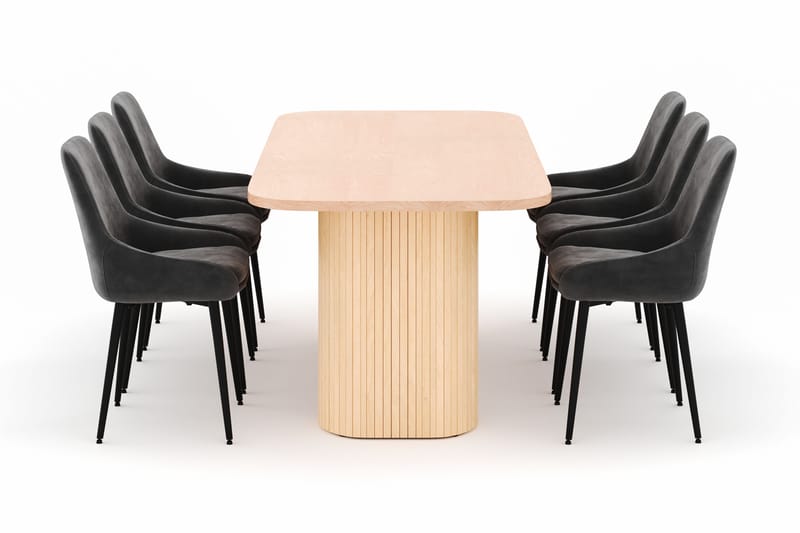Kopparbo Spisegruppe 200x90cm med 6 Alsarp Spisestole - Nature - Møbler - Borde - Spisebordssæt