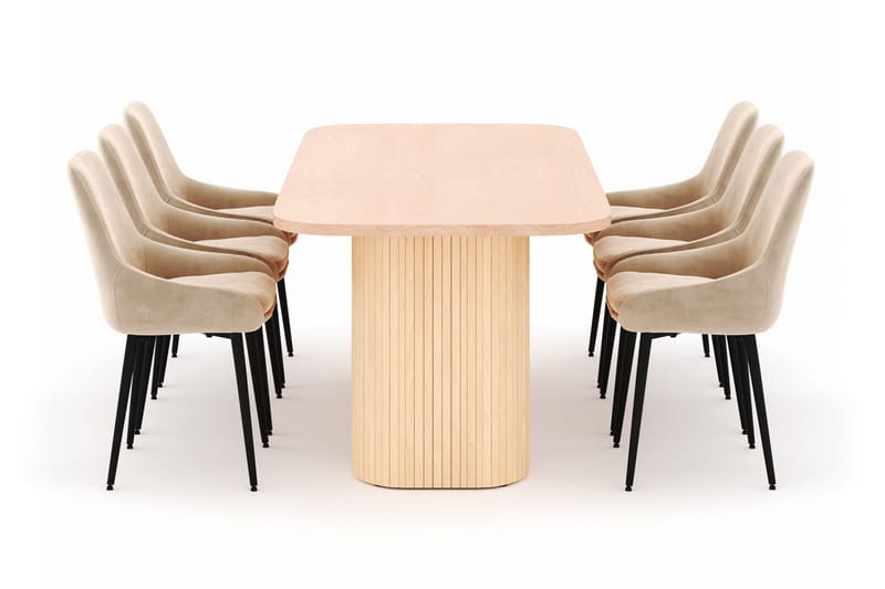 Kopparbo Spisegruppe 200x90cm med 6 Alsarp Spisestole - Nature - Møbler - Borde - Spisebordssæt