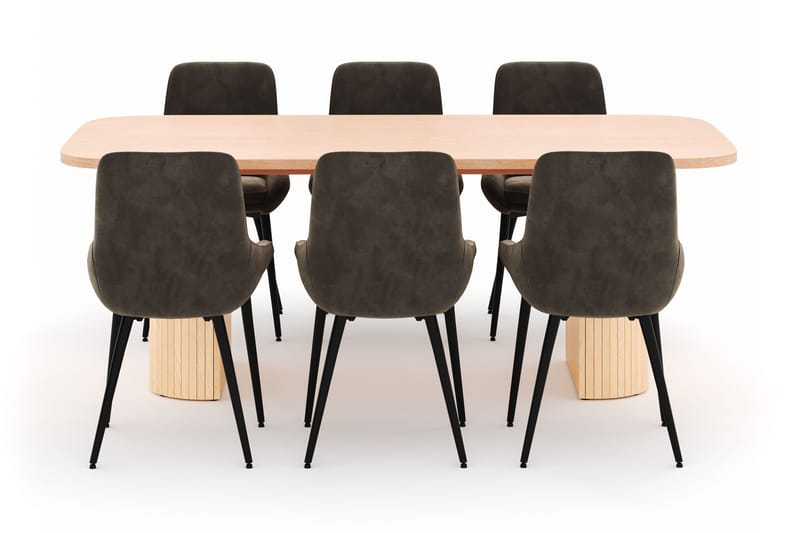 Kopparbo Spisegruppe 200x90cm med 6 Alsarp Spisestole - Nature - Møbler - Borde - Spisebordssæt