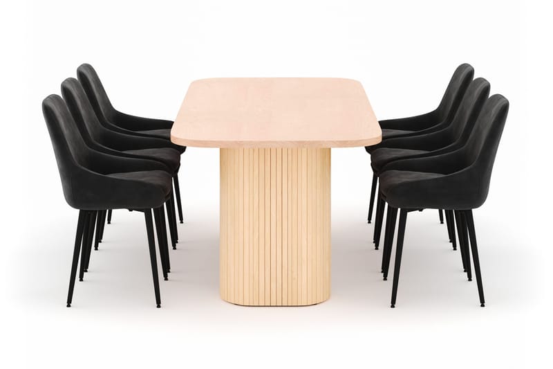 Kopparbo Spisegruppe 200x90cm med 6 Alsarp Spisestole - Nature - Møbler - Borde - Spisebordssæt