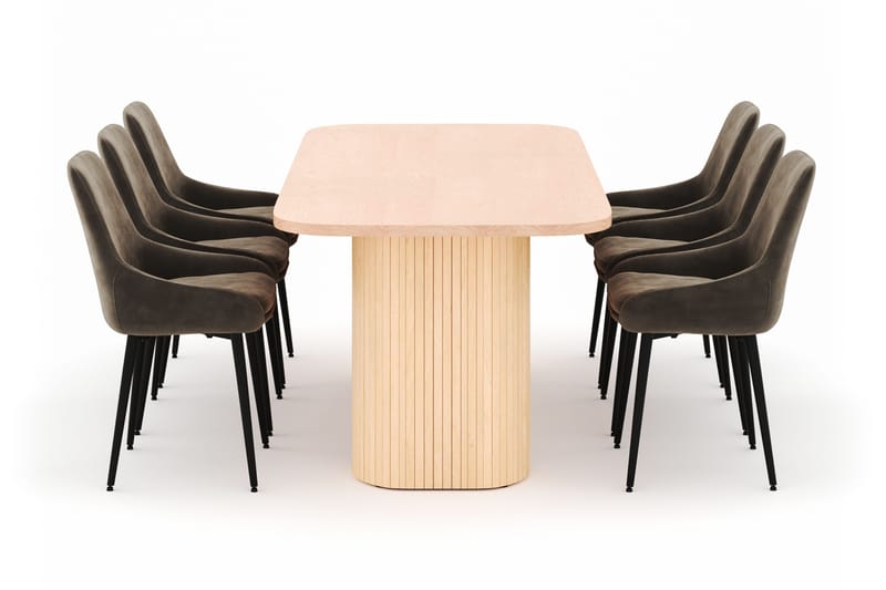 Kopparbo Spisegruppe 200x90cm med 6 Alsarp Spisestole - Nature - Møbler - Borde - Spisebordssæt