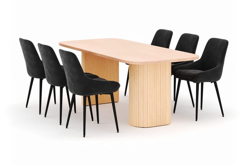 Kopparbo Spisegruppe 200x90cm med 6 Alsarp Spisestole, Nature
