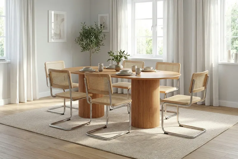 Kopparbo spisegruppe oval 180 cm eg med 6 Build spisestole - Eg - Møbler - Borde - Spisebordssæt