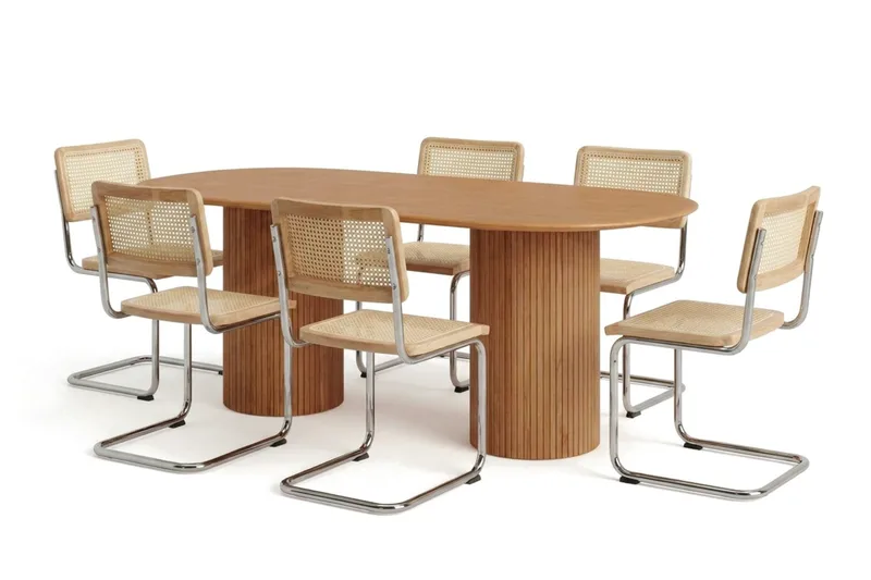 Kopparbo spisegruppe oval 180 cm eg med 6 Build spisestole, Eg