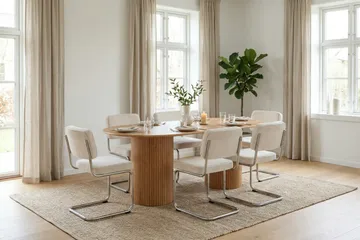 Kopparbo spisegruppe oval 180 cm eg med 6 Milva-spisebordsstole - Eg - Møbler - Borde - Spisebordssæt