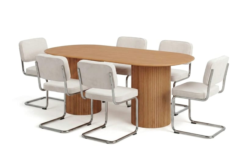 Kopparbo spisegruppe oval 180 cm eg med 6 Milva spisestole - Eg - Møbler - Borde - Spisebordssæt