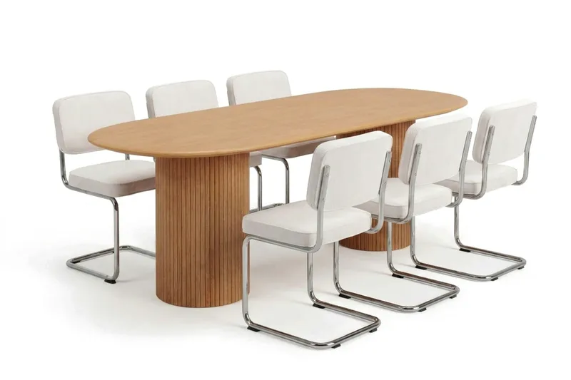 Kopparbo spisegruppe oval 180 cm eg med 6 Milva spisestole, Eg