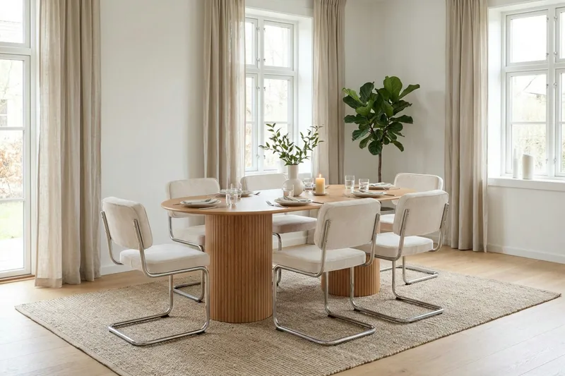 Kopparbo spisegruppe oval 180 cm eg med 6 Milva spisestole - Eg - Møbler - Borde - Spisebordssæt