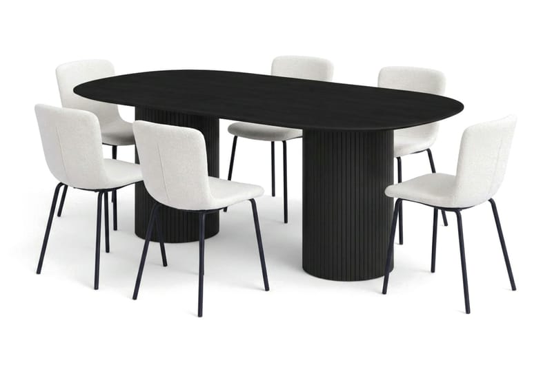 Kopparbo spisegruppe oval 180 cm sort med 6 Katy spisebordsstole - Sort - Møbler - Borde - Spisebordssæt