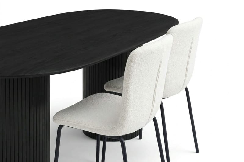 Kopparbo spisegruppe oval 180 cm sort med 6 Katy spisebordsstole - Sort - Møbler - Borde - Spisebordssæt