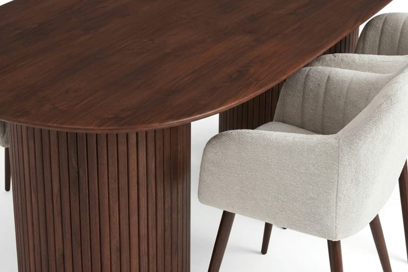 Kopparbo spisegruppe oval 180 cm valnød med 6 Filippa spisestole - Valnød - Møbler - Borde - Spisebordssæt