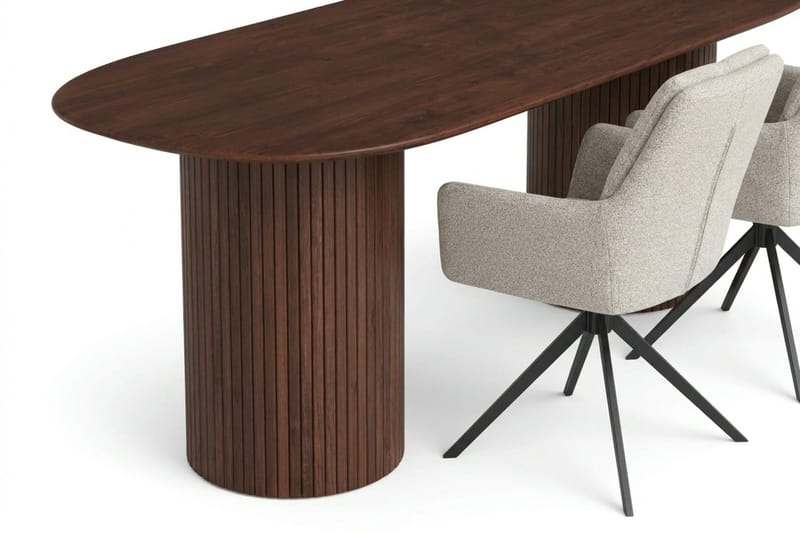 Kopparbo spisegruppe oval 180 cm valnød med 6 Torsby spisebordsstole - Valnød - Møbler - Borde - Spisebordssæt